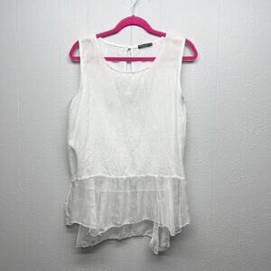 Lungo L'arno Top Womens Small Linen Quiet Luxury Lagenlook Beachy Coastal Boho